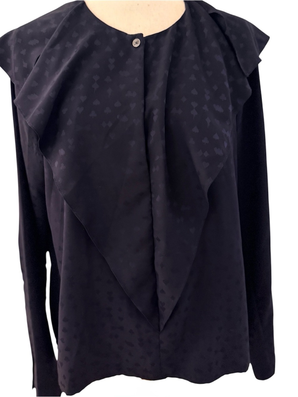 Sonia Rykiel Navy and Cream Women's Shirt Size 10